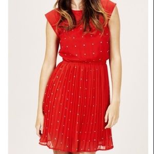 Modcloth Red Ladybug Pleated Dress